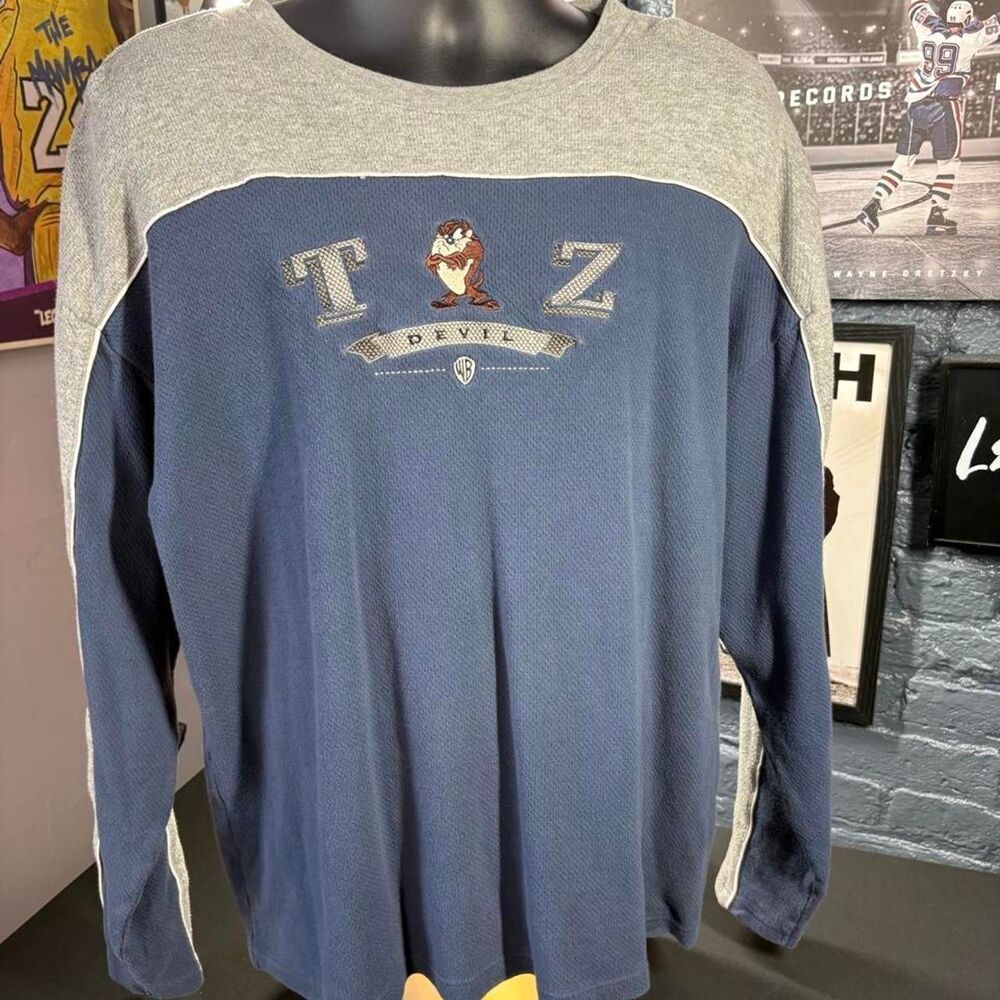 Vintage Warner Bros Waffled Taz Long Sleeve Shirt - XXL